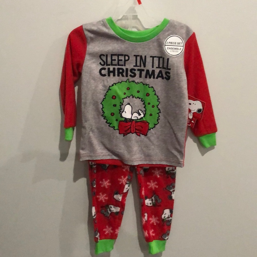 Snoopy Charlie Brown peanuts official merchandise fleece pajama set 2T
